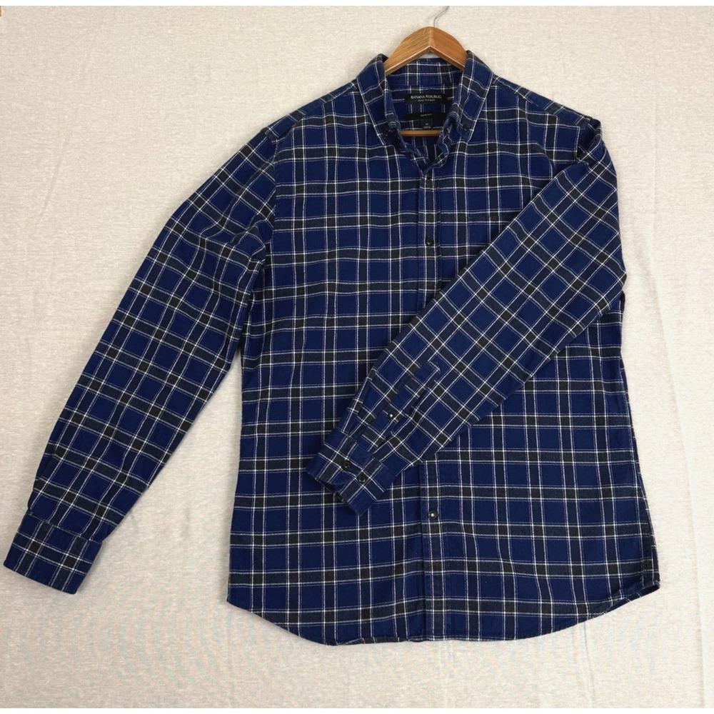 Banana Republic Luxe Flannel Shirt Button Up Long Sleeve Size M